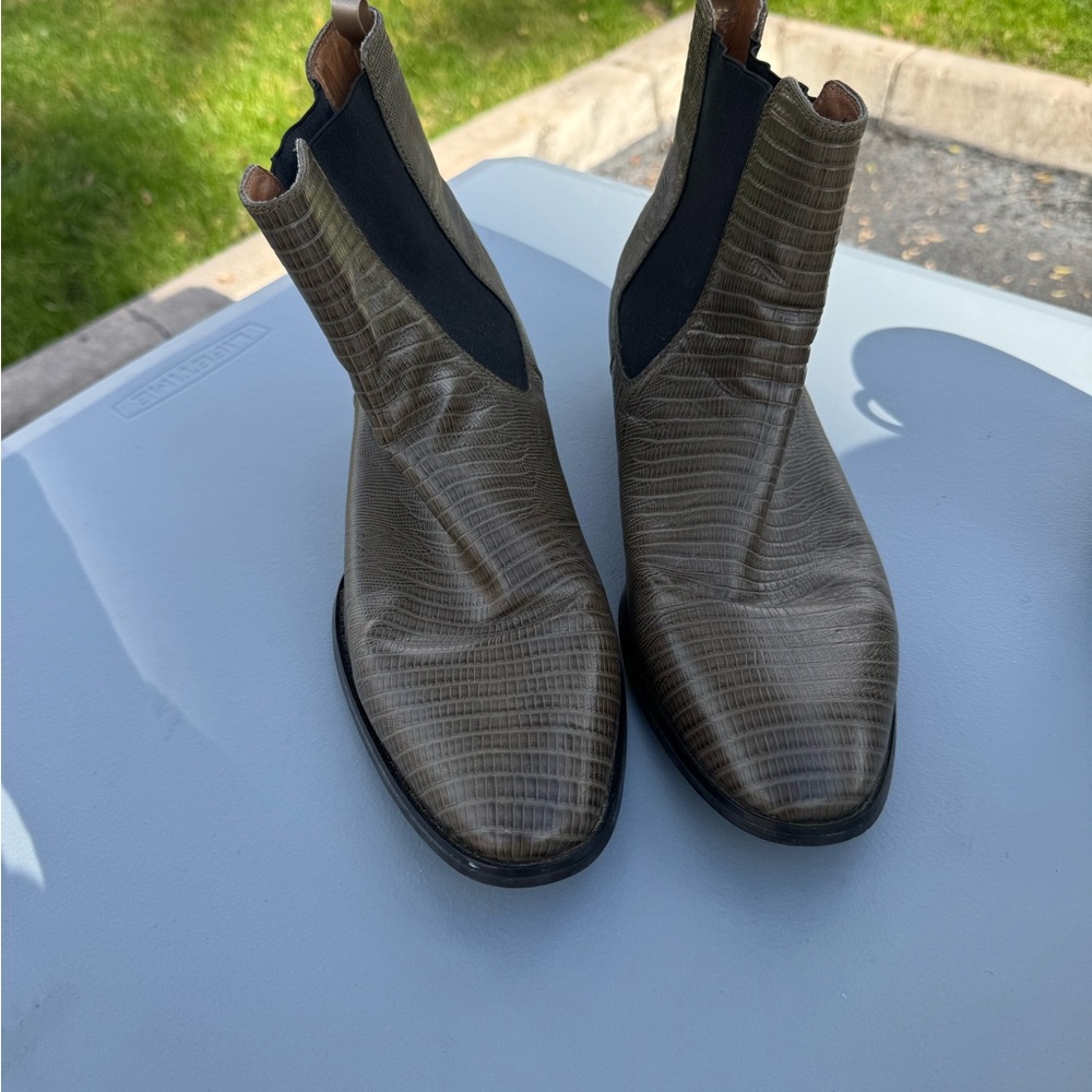 Men's Green Crocodile Ankle Boots